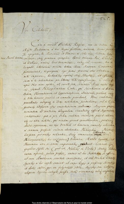 Lettre de Henry Oldenburg à Jan Heweliusz, Londres, 18 février 1663