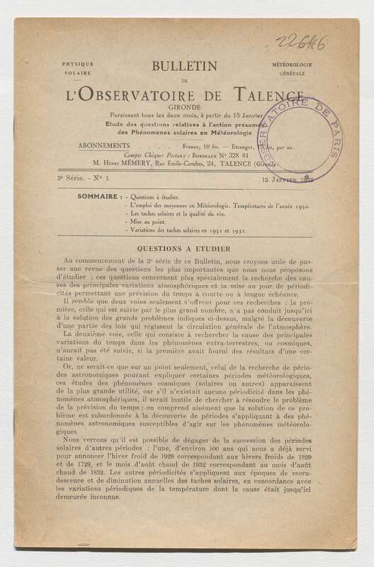 (1933) Bulletin de l'Observatoire de Talence, 3e série