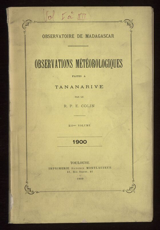 (1909_12) Observations météorologiques faites à Tananarive