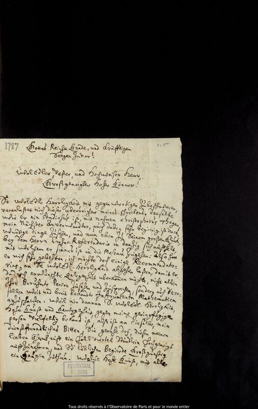 Lettre de Georg Funck à Jan Heweliusz, Kaliningrad, 10 août 1677