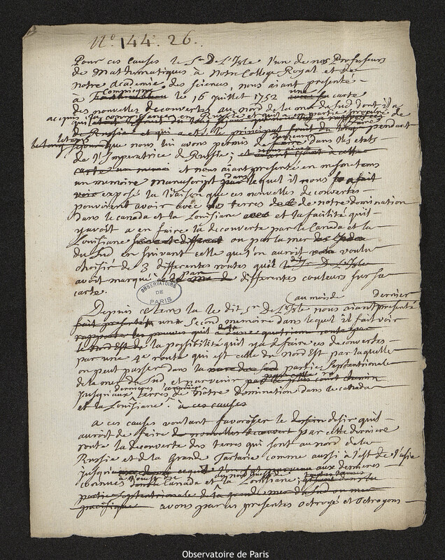 Lettre de Joseph-Nicolas Delisle