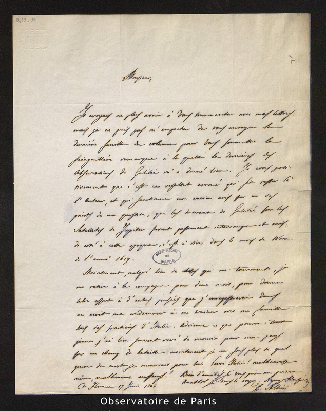 Lettre d'Eugène Albéri à François Arago, Florence le 17 juin 1846