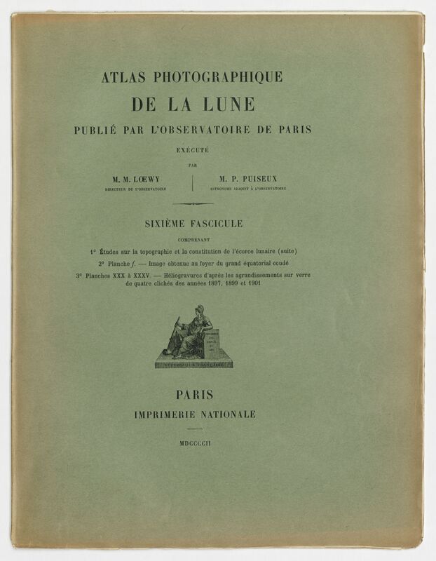 Index du sixième fascicule, Atlas photographique de la lune publié par l'Observatoire de Paris