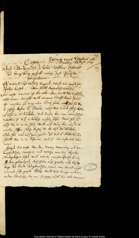 Texte manuscrit de Johann Wiesel, Hambourg, 28 septembre 1647