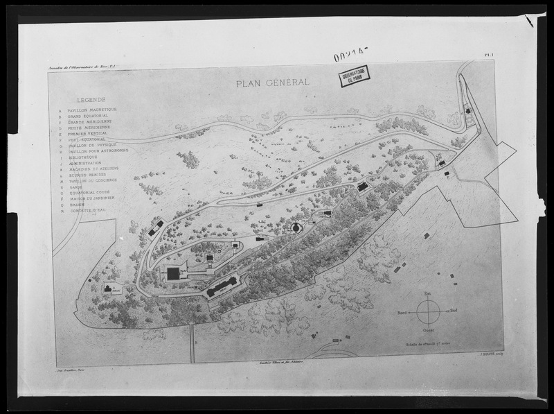 Observatoire de Nice. Plan général. Planche extraite des Annales de l'Observatoire de Nice, Tome 1. (titre forgé)