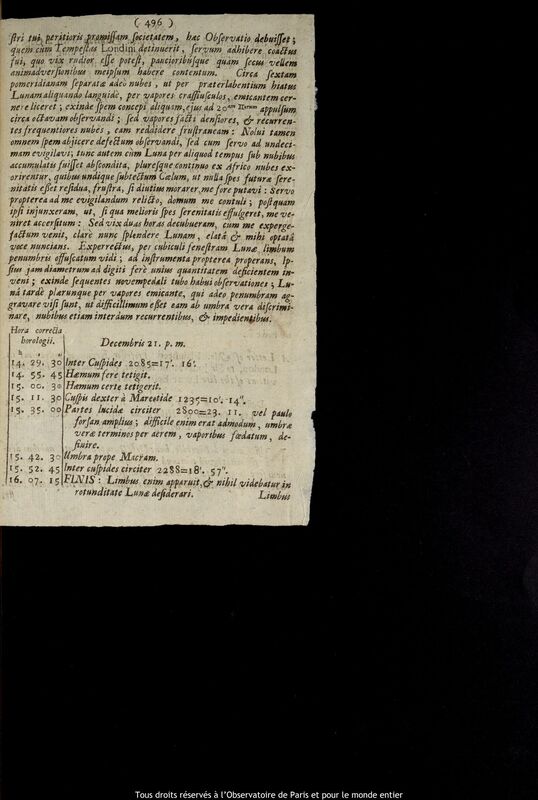 Texte imprimé de John Flamsteed à Jonas Moore, Greenwich, 24 décembre 1675