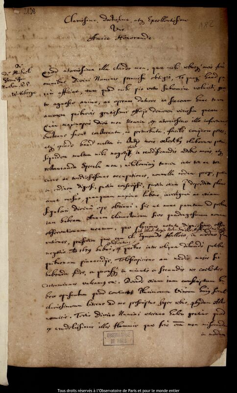 Lettre de Jan Heweliusz à Michael Strauch, Gdansk, 25 juillet 1681