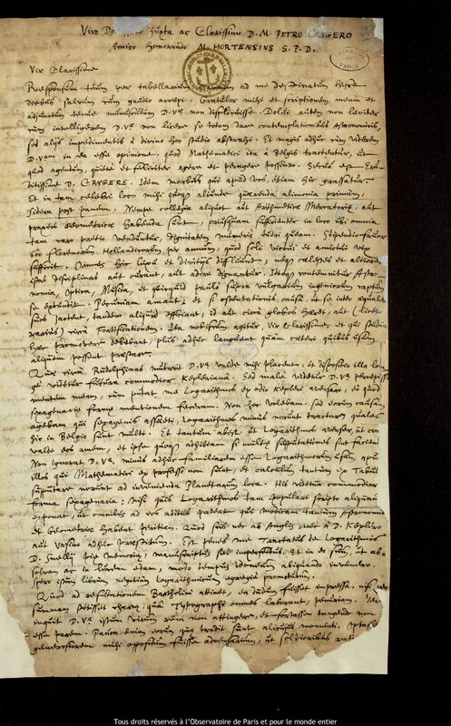 Lettre de Martinus Hortensius à Peter Crüger, Amsterdam, 28 juin 1635