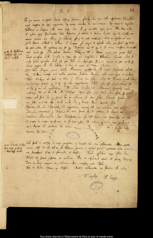 Lettre de Peter Crüger à Jan Heweliusz, Gdansk, 29 janvier 1632