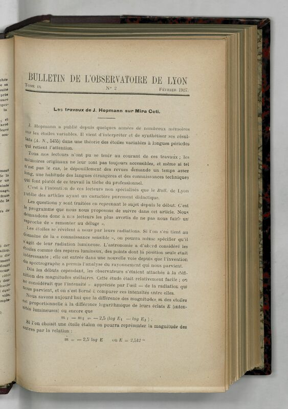 (1927) Bulletin de l'Observatoire de Lyon