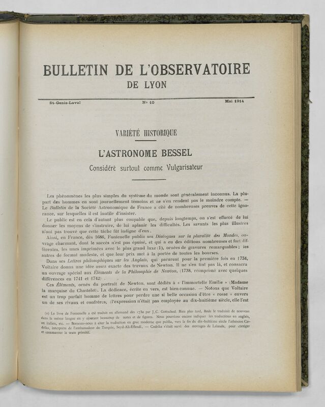 (1914) Bulletin de l'Observatoire de Lyon