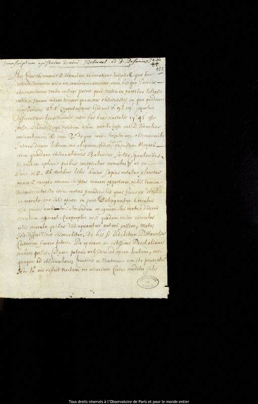 Lettre de Gilles Personne de Roberval à Pierre Des Noyers, Paris, 28 juin 1647